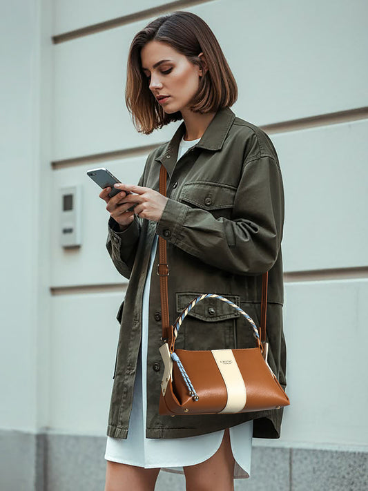 EXOTIC Noiré Twist Structured Handbag (Brown)