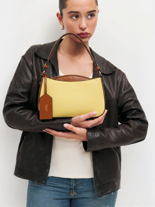 Exotic Premium Azure Curve Shoulder Bag (Mustard)