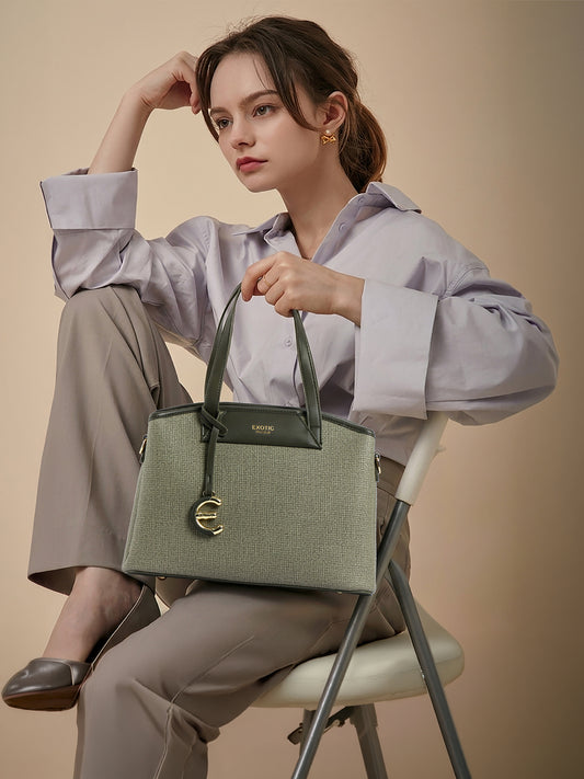 Exotic Evara Structured Satchel Handbags (Green)