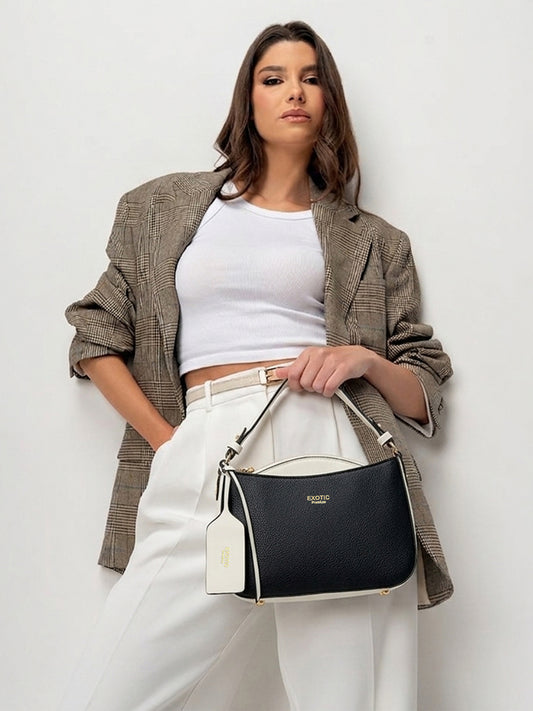 Exotic Premium Azure Curve Shoulder Bag (Black)