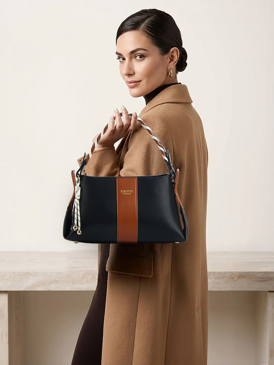 EXOTIC Noiré Twist Structured Handbag (Black)