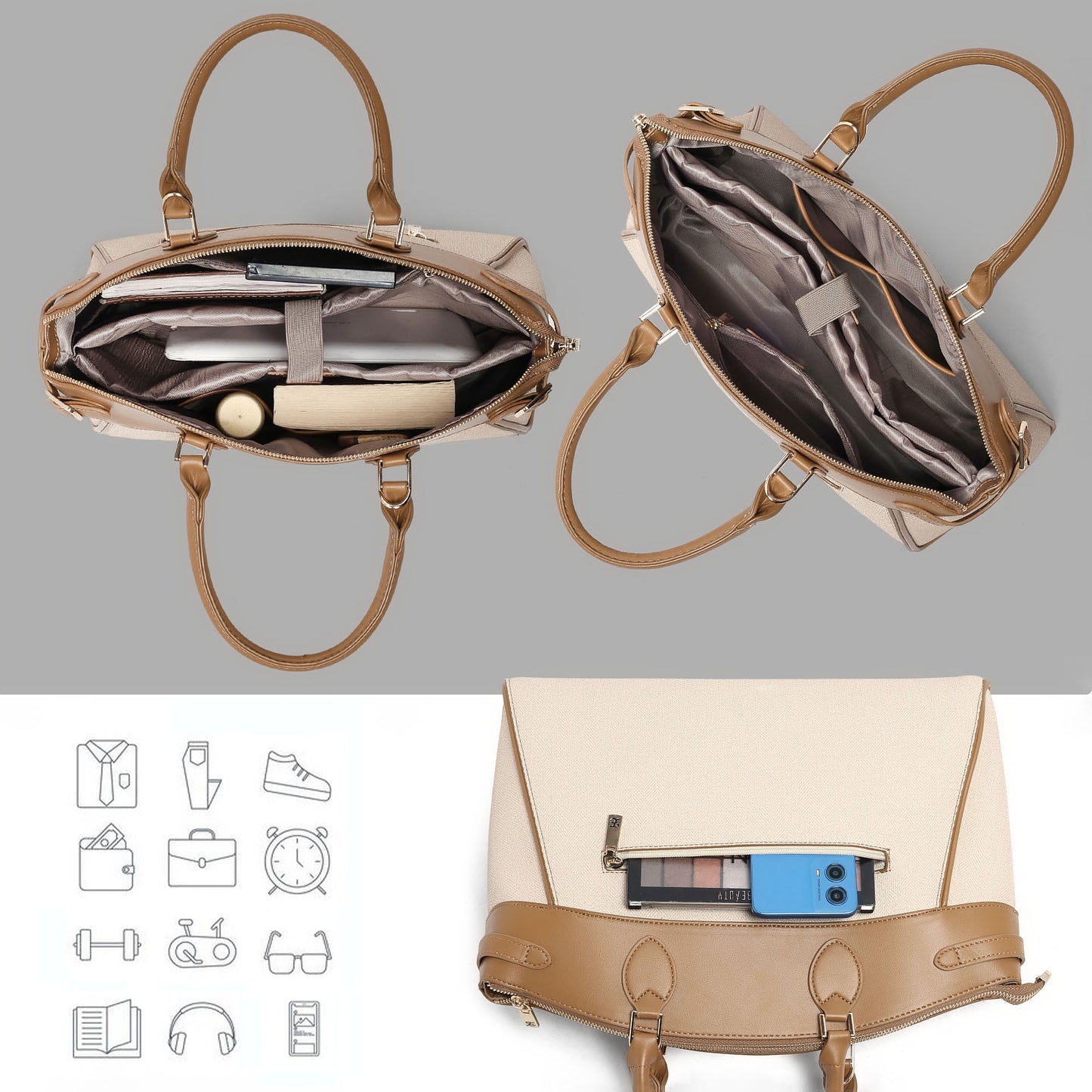 Exotic Women’s Premium Textured Handbag (Off White)