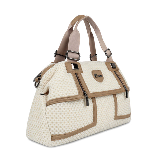 Exotic Premium Mesh Fabric Hand & Sling Bag with Multiple Compartments and Adjustable Strap