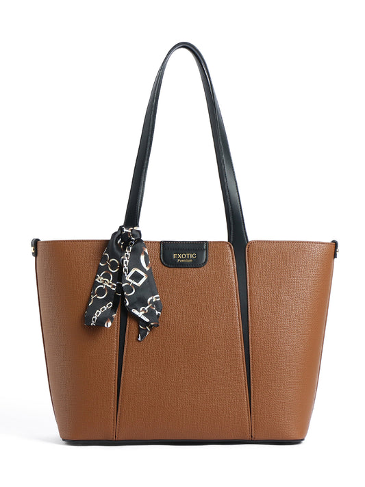 Exotic Premium Elvora Strand Structured Tote Bag (Brown)
