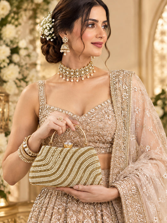EXOTIC Studded Embroidered Party Clutch Intricate Beaded & Floral Embroidery