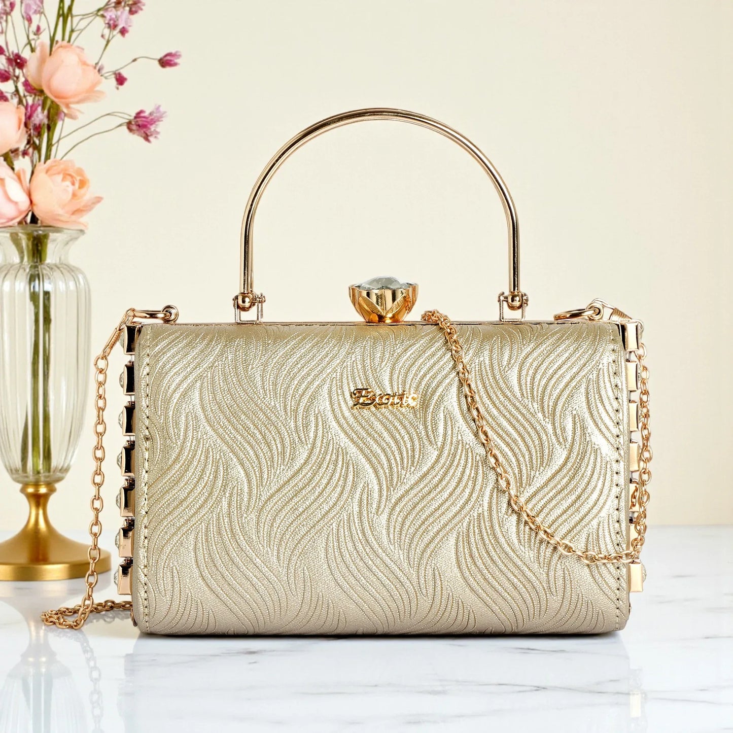 Exotic Premium Crystal Charm Sling Bag with Detachable Chain Handel Gift for Women | Clutch for Women.