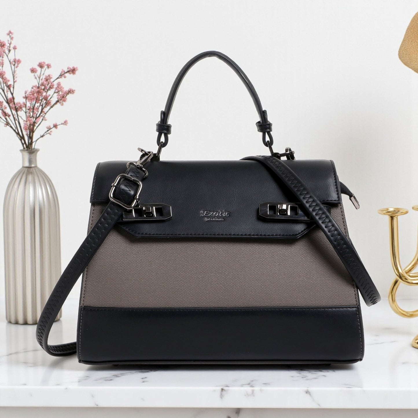 Exotic® Style and Look beautiful Texture Design Flap Closure Top Handle Hand Bag