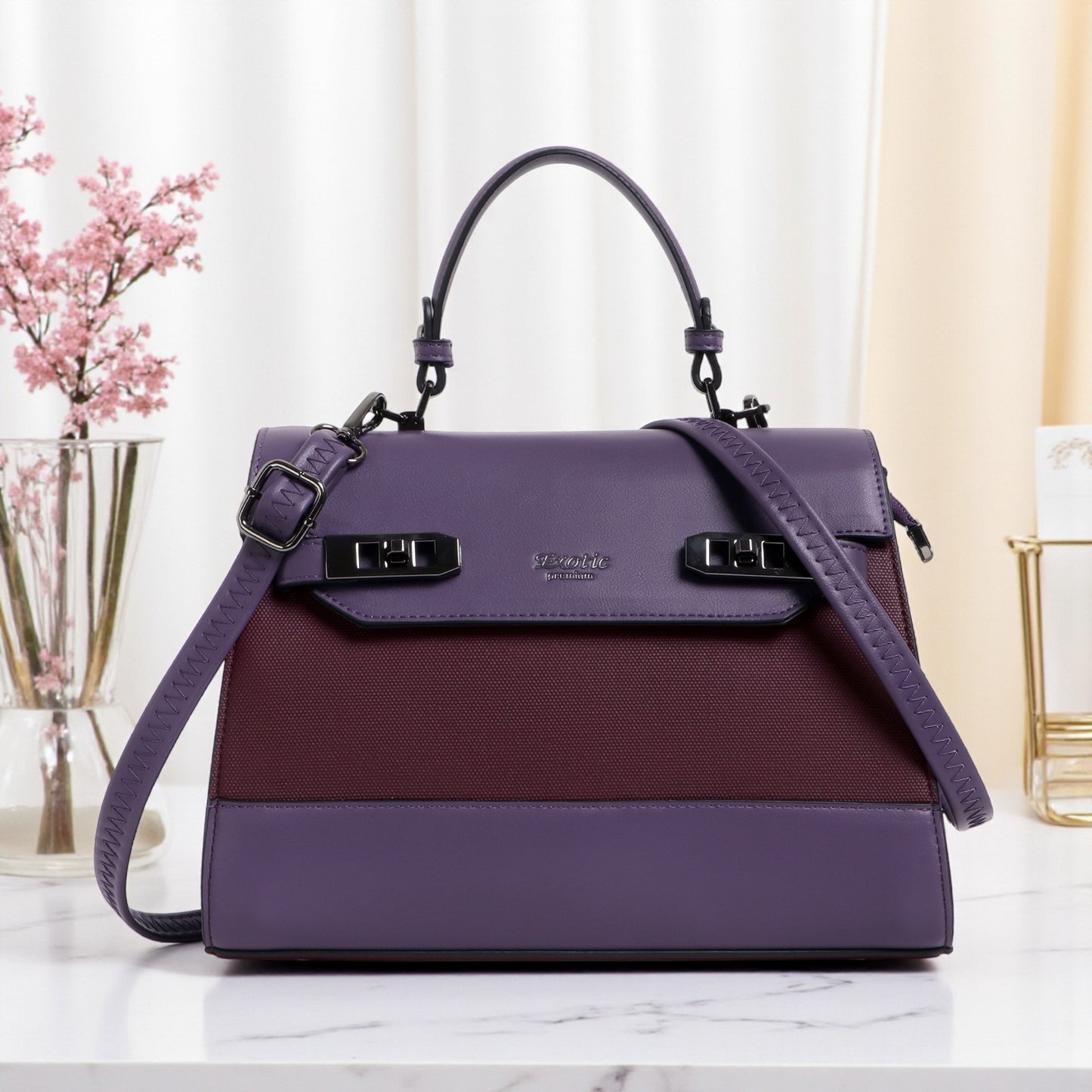 Exotic® Style and Look beautiful Texture Design Flap Closure Top Handle Hand Bag