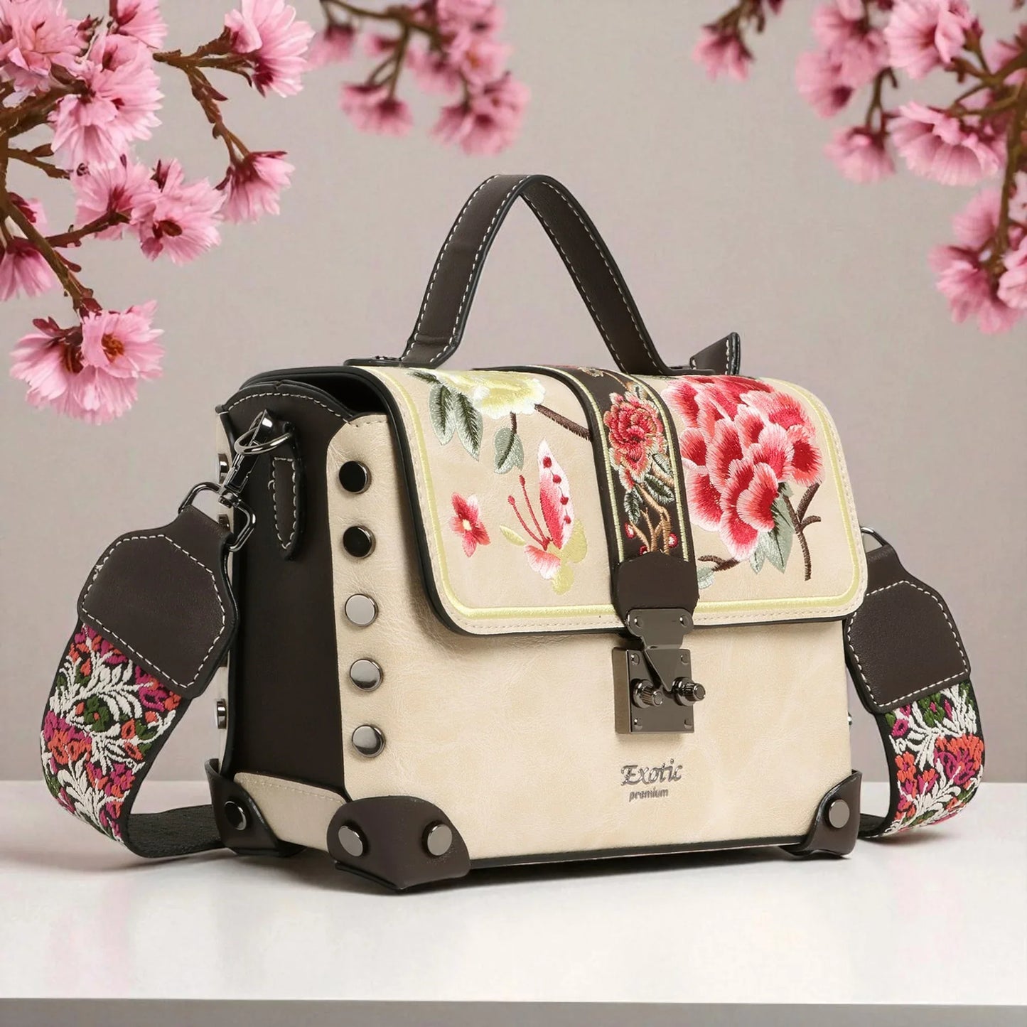 Exotic Embroidery Design Box type Shoulder Sling Bag For Women.