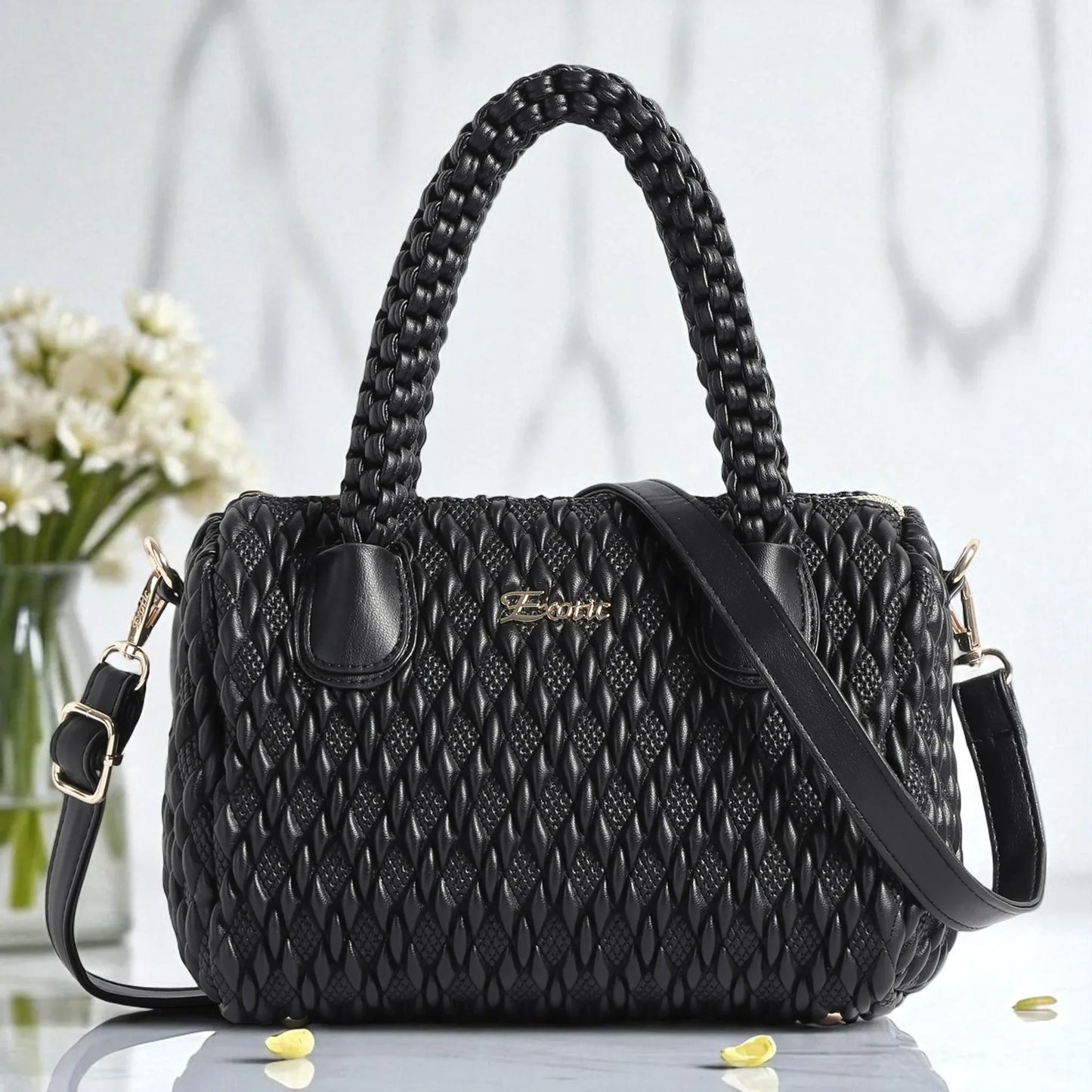 Exotic® Exquisite Braided Handle Handbag.