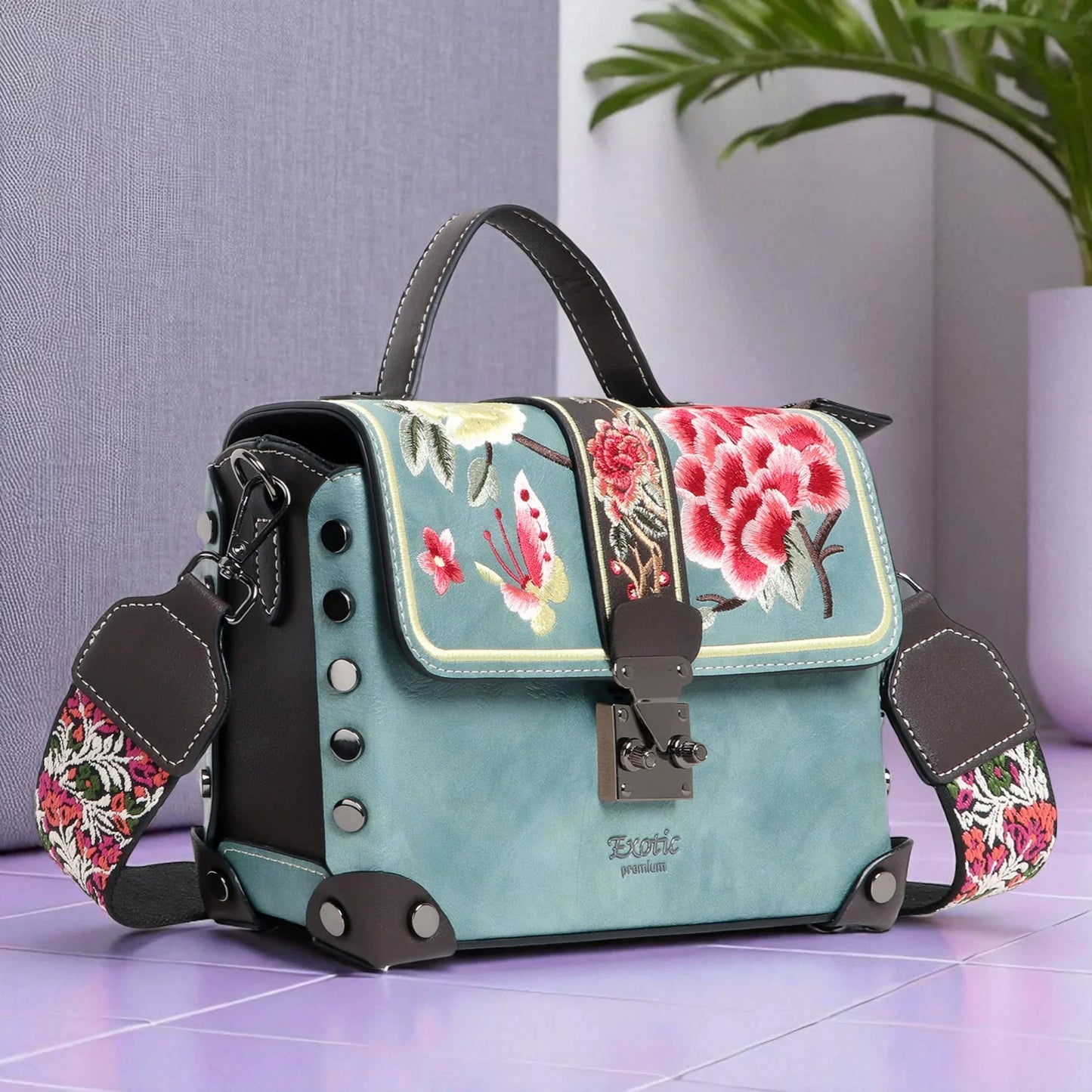 Exotic® Embroidery Design Box type Shoulder Sling Bag For Women - exoticstore