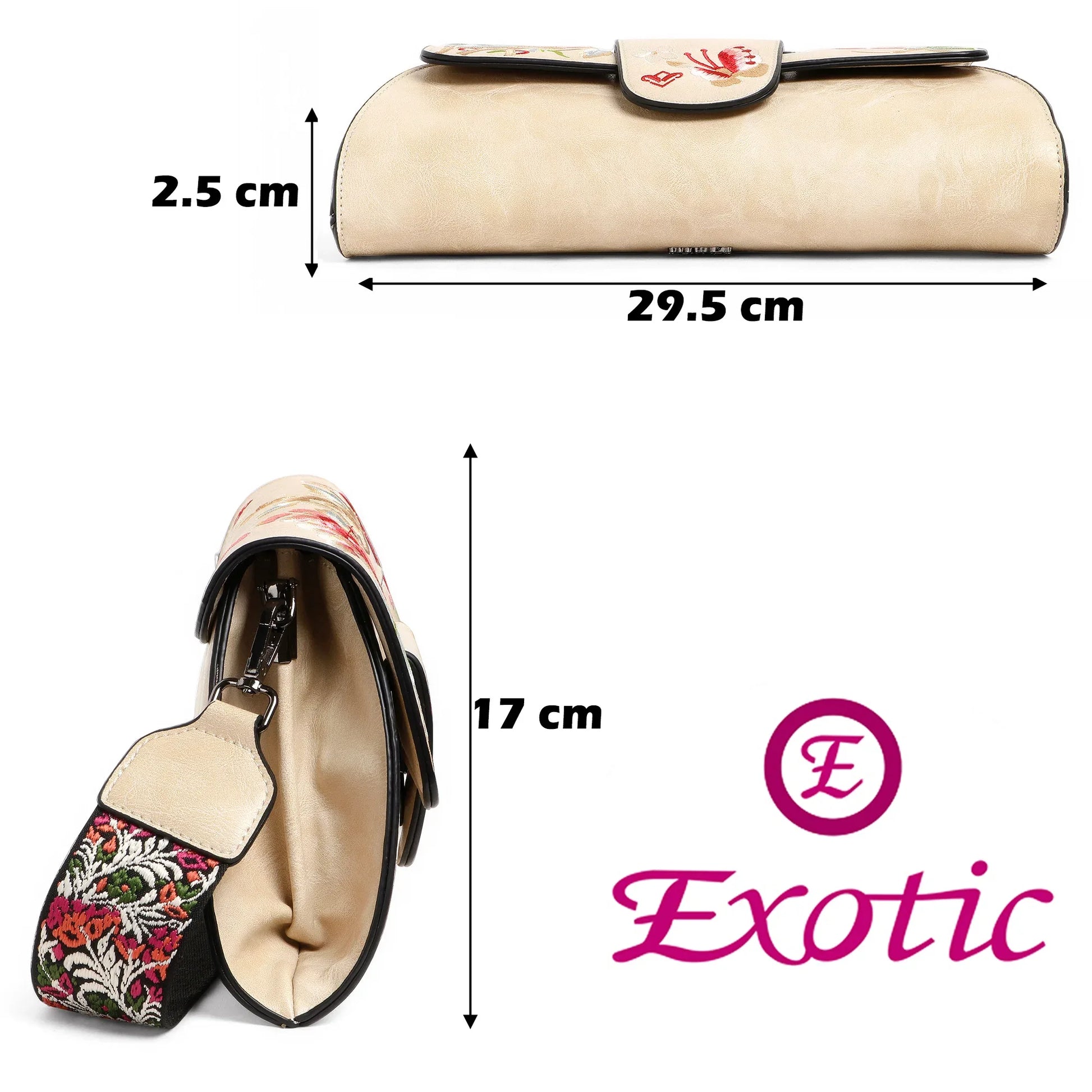 Exotic® Floral Fantasy Embroidered PU Sling Bag - exoticstore