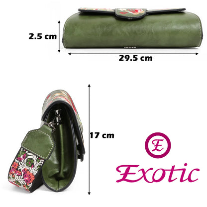 Exotic® Floral Fantasy Embroidered PU Sling Bag - exoticstore
