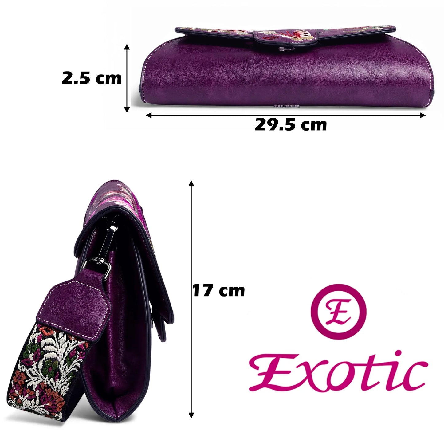 Exotic® Floral Fantasy Embroidered PU Sling Bag - exoticstore