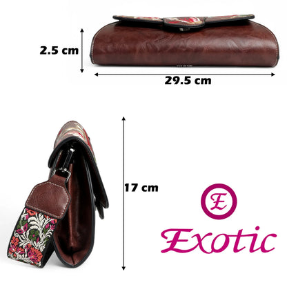 Exotic® Floral Fantasy Embroidered PU Sling Bag - exoticstore