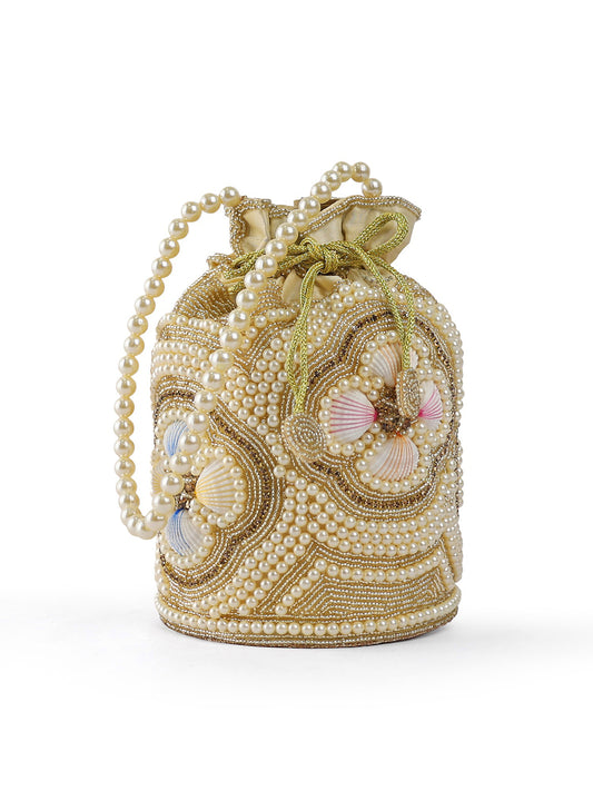EXOTIC Zunaira Pearl Embellished Potli Bag for Women