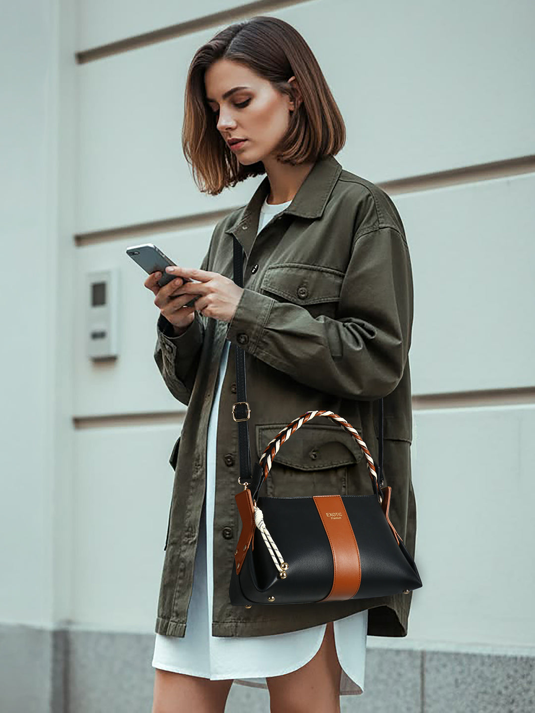 EXOTIC Noiré Twist Structured Handbag
