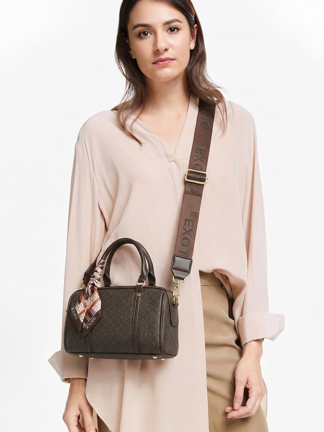 Exotic Monogram Pattern Top Handheld Handbag
