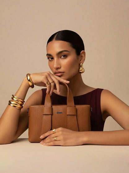 Exotic Valeria Satchel Sling Bag for Women Textured Leatherette Top Handle & Detachable Crossbody Strap