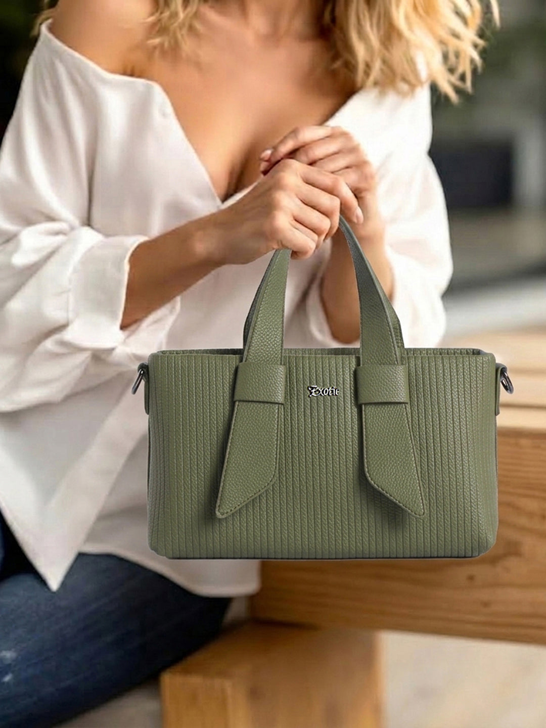 Exotic Valeria Satchel Sling Bag for Women Textured Leatherette Top Handle & Detachable Crossbody Strap