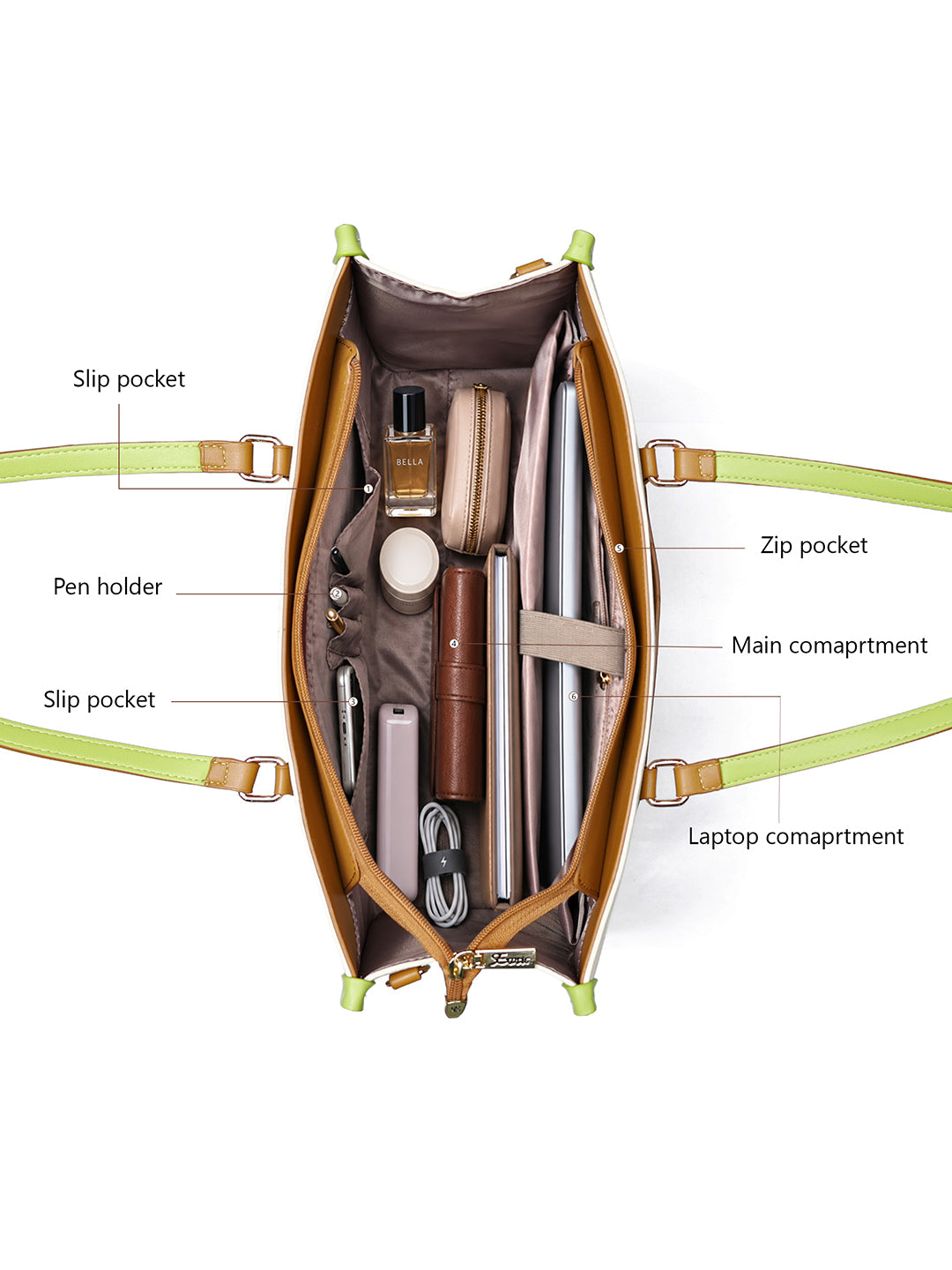 Exotic Aria Tote Handbag with Laptop Compartment