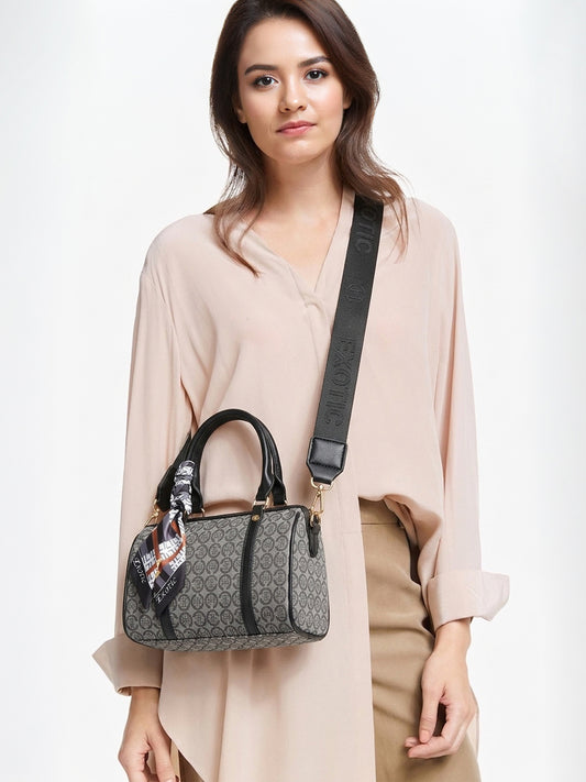 Exotic Monogram Pattern Top Handheld Slingbag (Black)