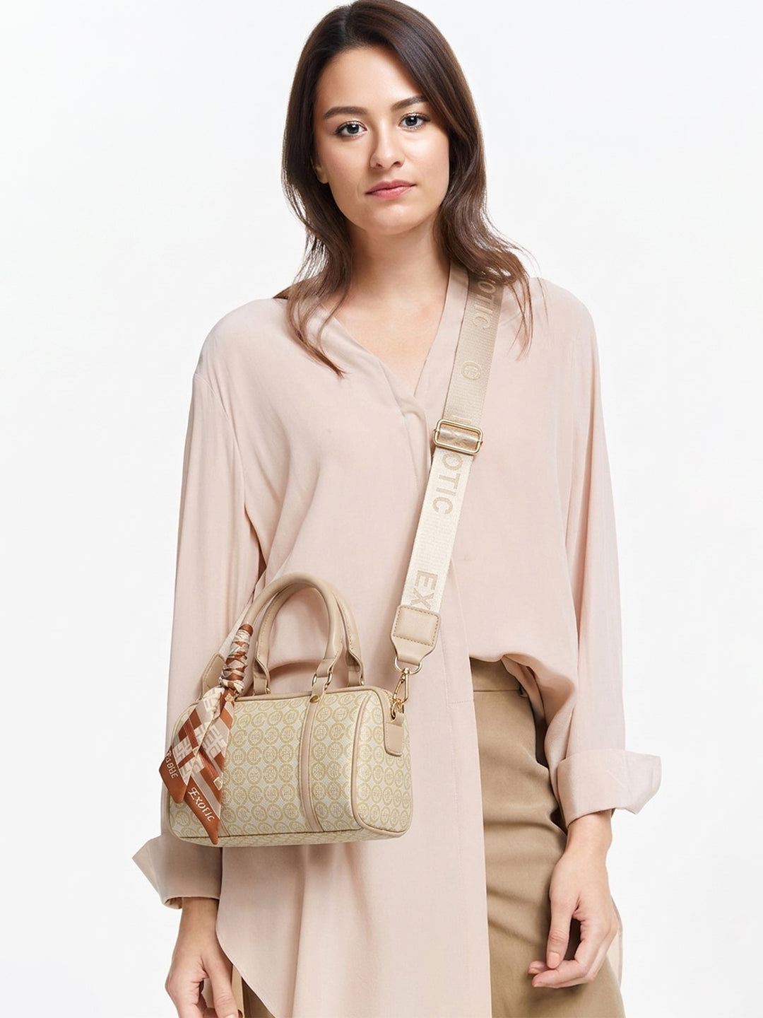 Exotic Monogram Pattern Top Handheld Handbag