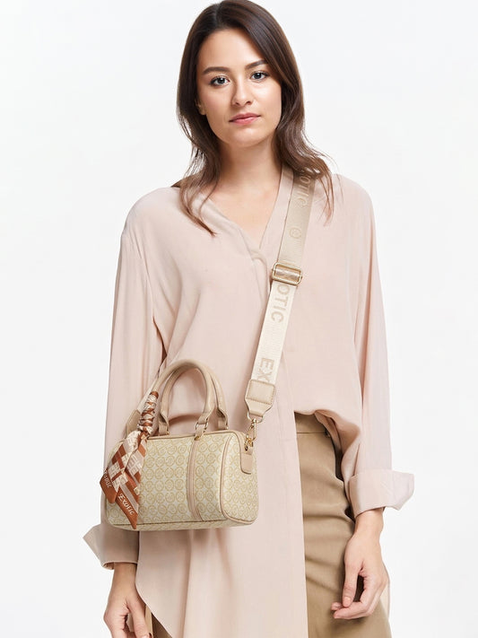 Exotic Monogram Pattern Top Handheld Slingbag (Beige)
