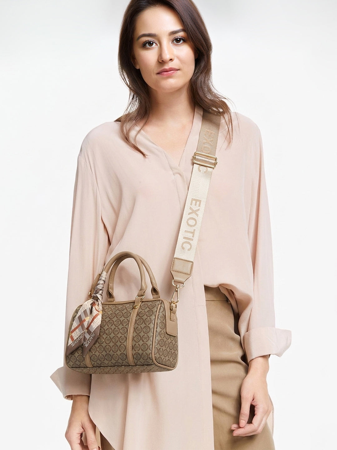 Exotic Monogram Pattern Top Handheld Handbag