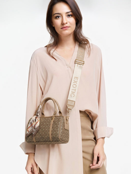 Exotic Monogram Pattern Top Handheld Slingbag (Khaki)