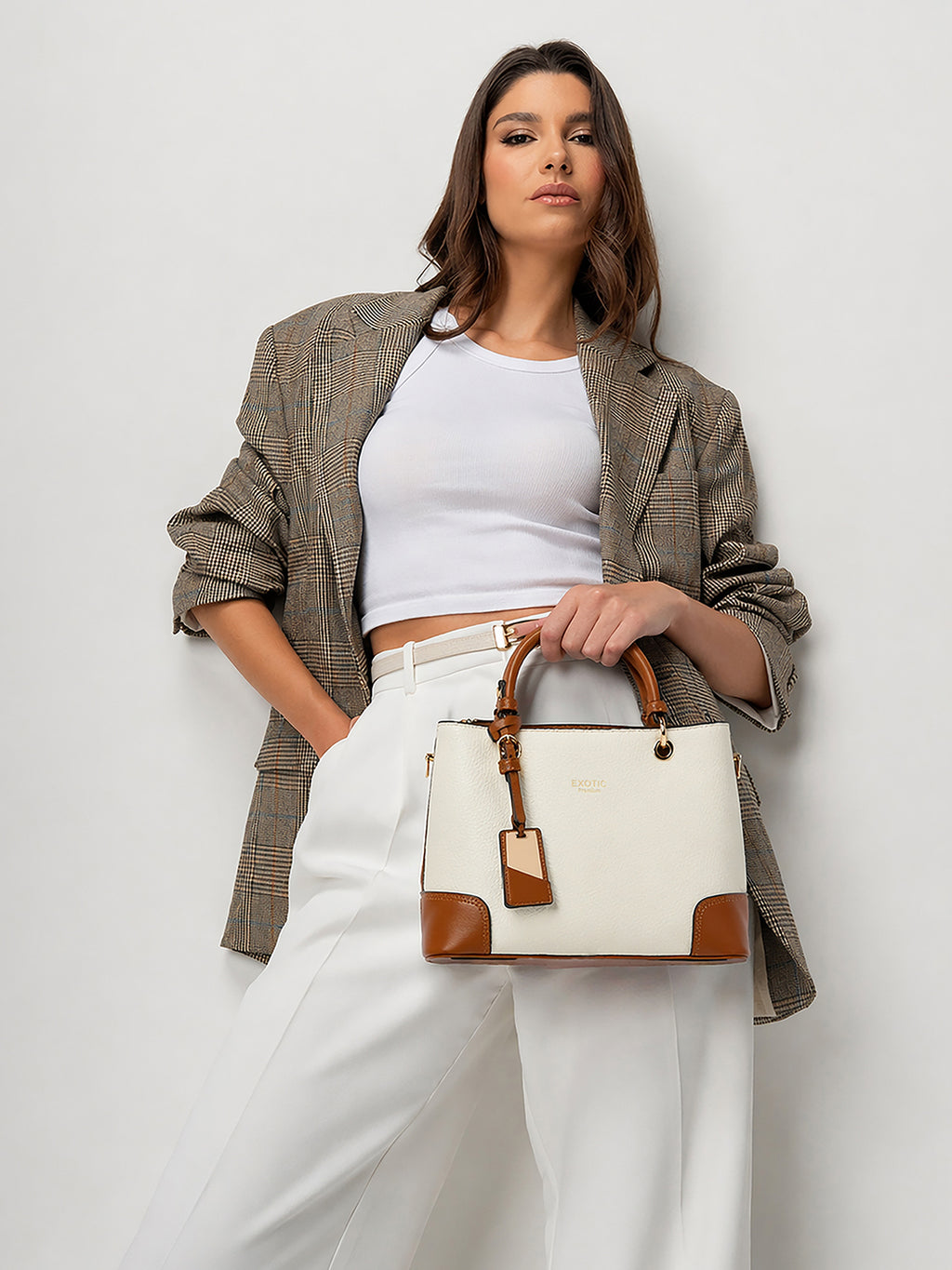 Exotic Caramel Edge Structured Handbag
