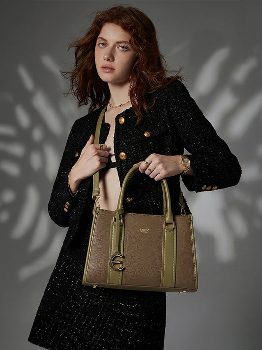 EXOTIC Premium Orlina Duotone Structured Handbag (Green)