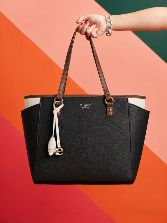 Exotic Amara Structured Black Tote Bag