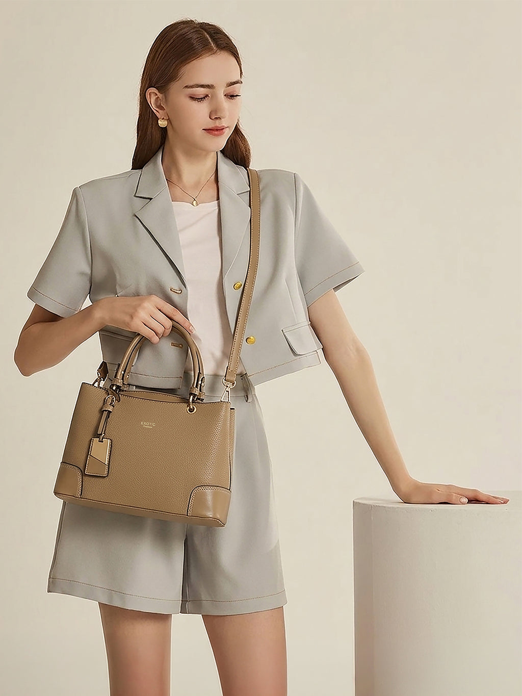 Exotic Caramel Edge Structured Handbag