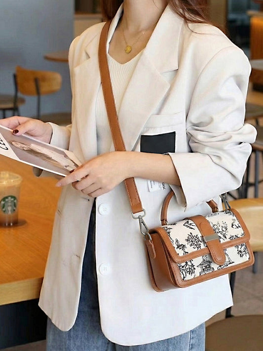 Exotic Rosetta Structured Sling Bag (Brown)