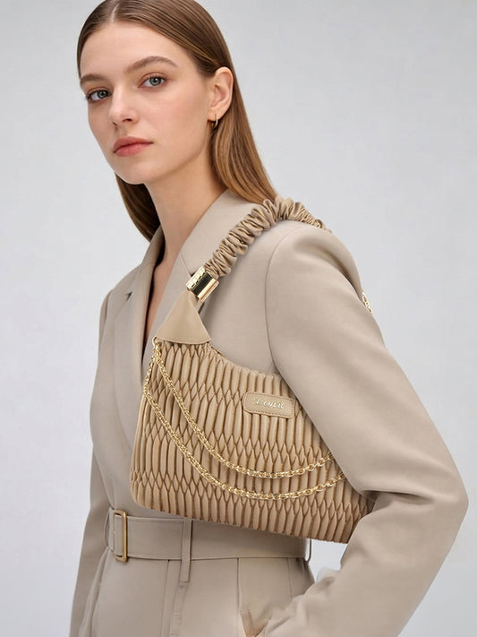 Exotic Premium Celestia Quilted Hobo Shoulder bag (Khaki)