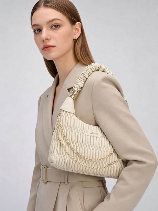 Exotic Premium Celestia Quilted Hobo Shoulder bag (Beige)