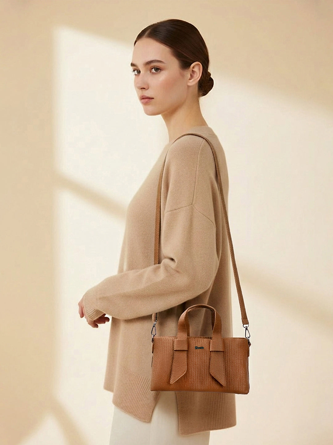 Exotic Valeria Satchel Sling Bag for Women Textured Leatherette Top Handle & Detachable Crossbody Strap