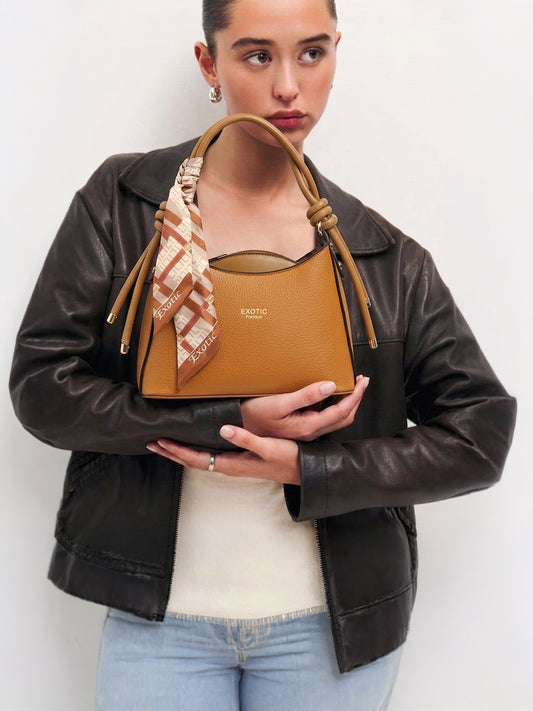 Exotic Elara Knot Hobo Shoulder Bag (Brown)