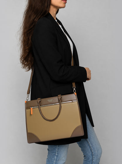 Exotic Alora Structured Tote Handbag Khaki