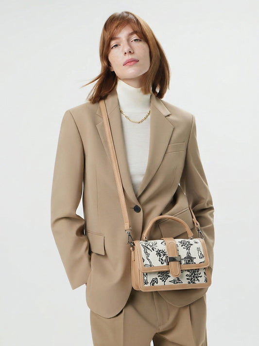 Exotic Rosetta Structured Sling Bag (Khaki)