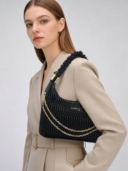 Exotic Premium Celestia Quilted Hobo Shoulder bag (Black)