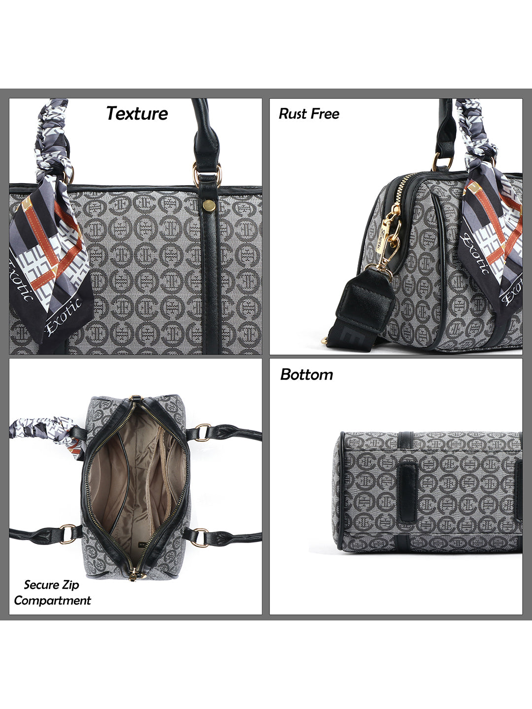 Exotic Monogram Pattern Top Handheld Handbag