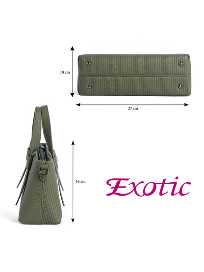 Exotic Valeria Satchel Sling Bag for Women Textured Leatherette Top Handle & Detachable Crossbody Strap