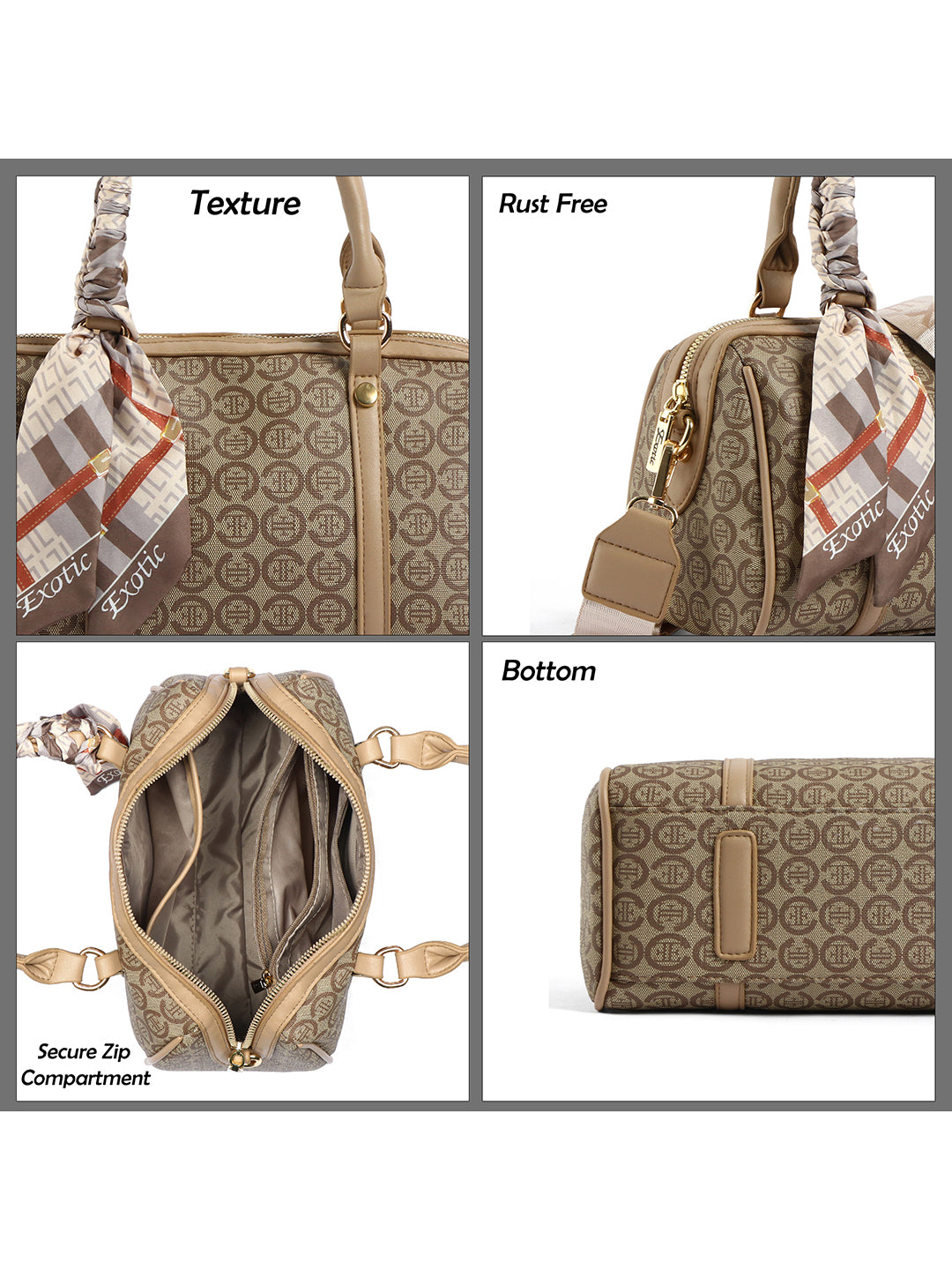 Exotic Monogram Pattern Top Handheld Handbag