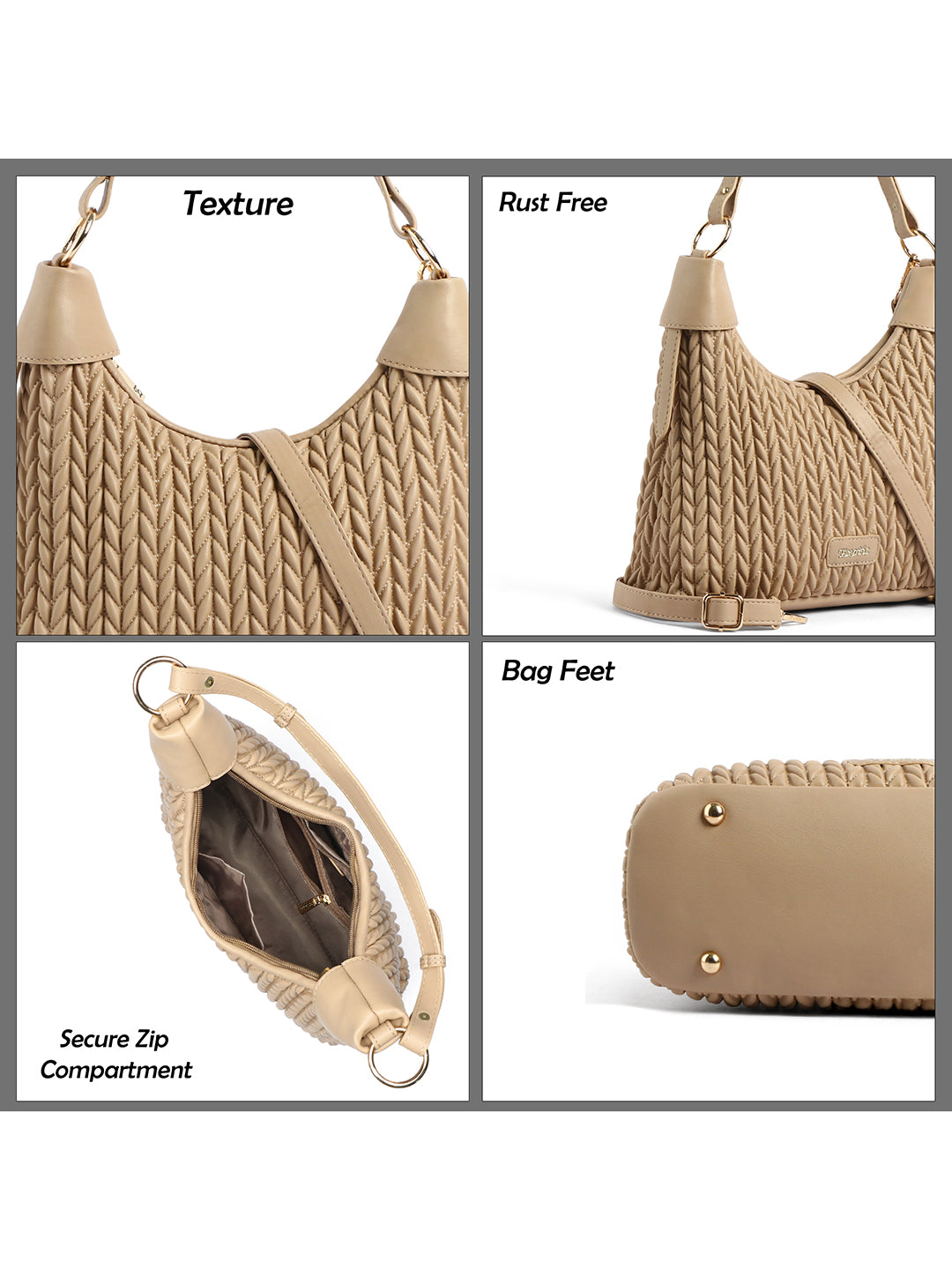 Exotic Elaris Quilted Hobo Shoulder Bag