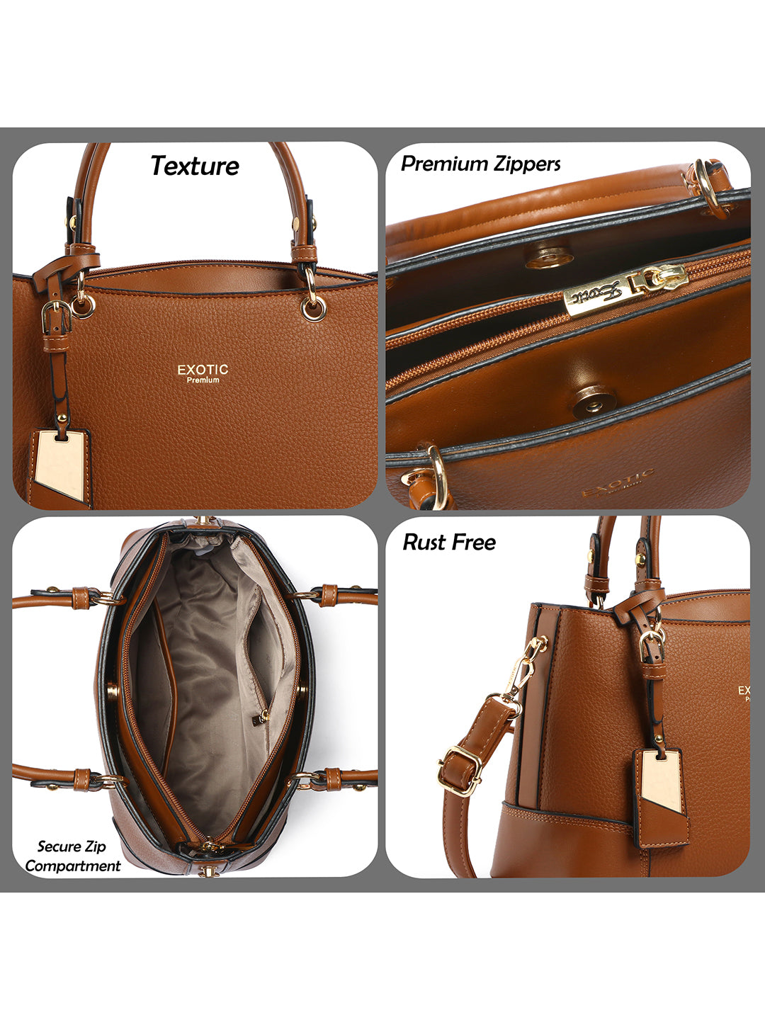 Exotic Caramel Edge Structured Handbag