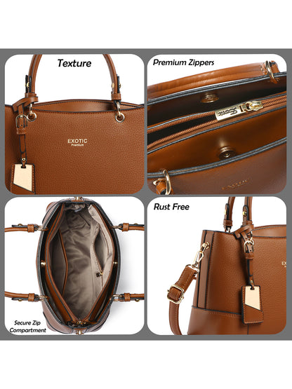 Exotic Caramel Edge Structured Handbag