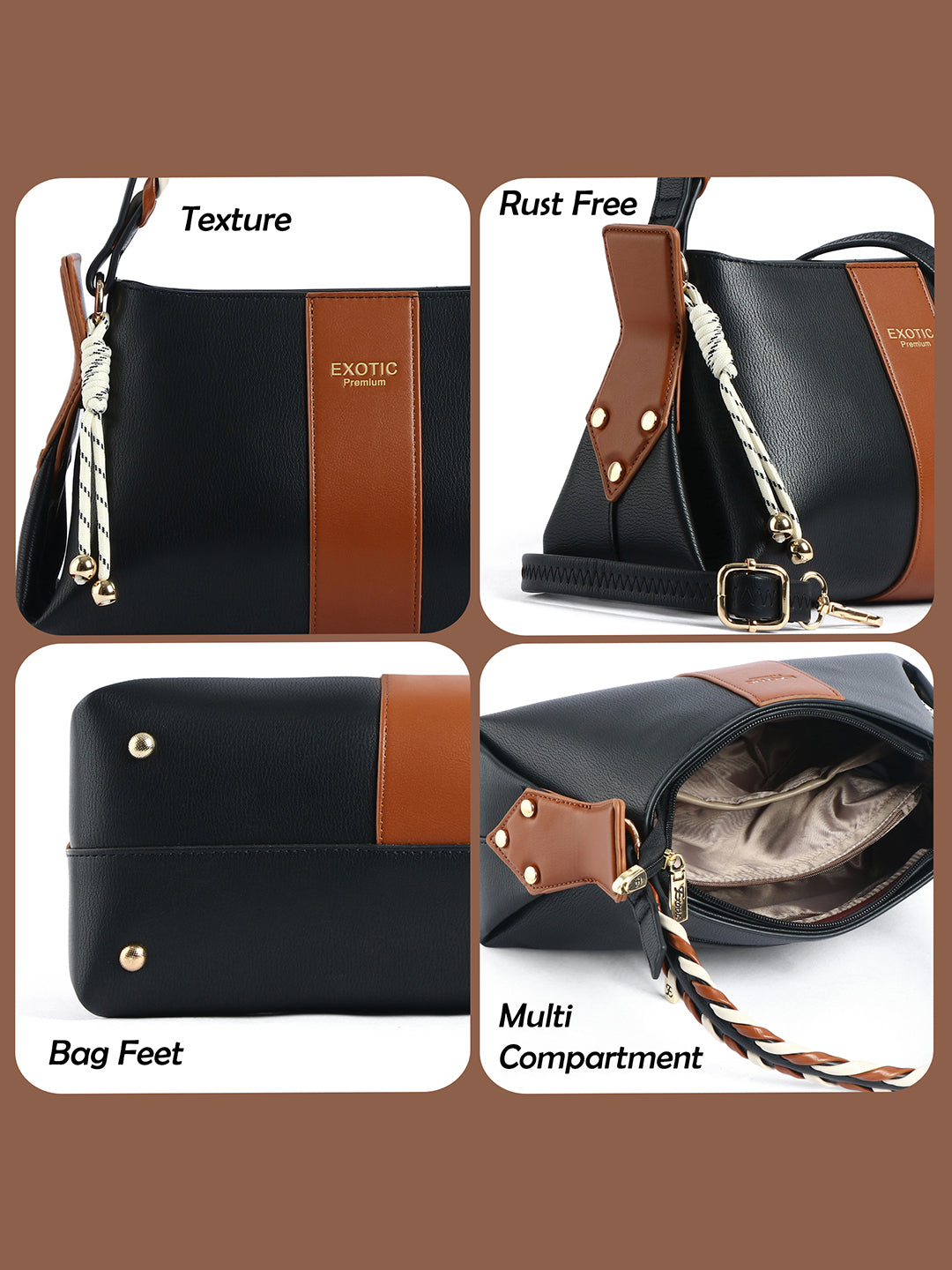 EXOTIC Noiré Twist Structured Handbag