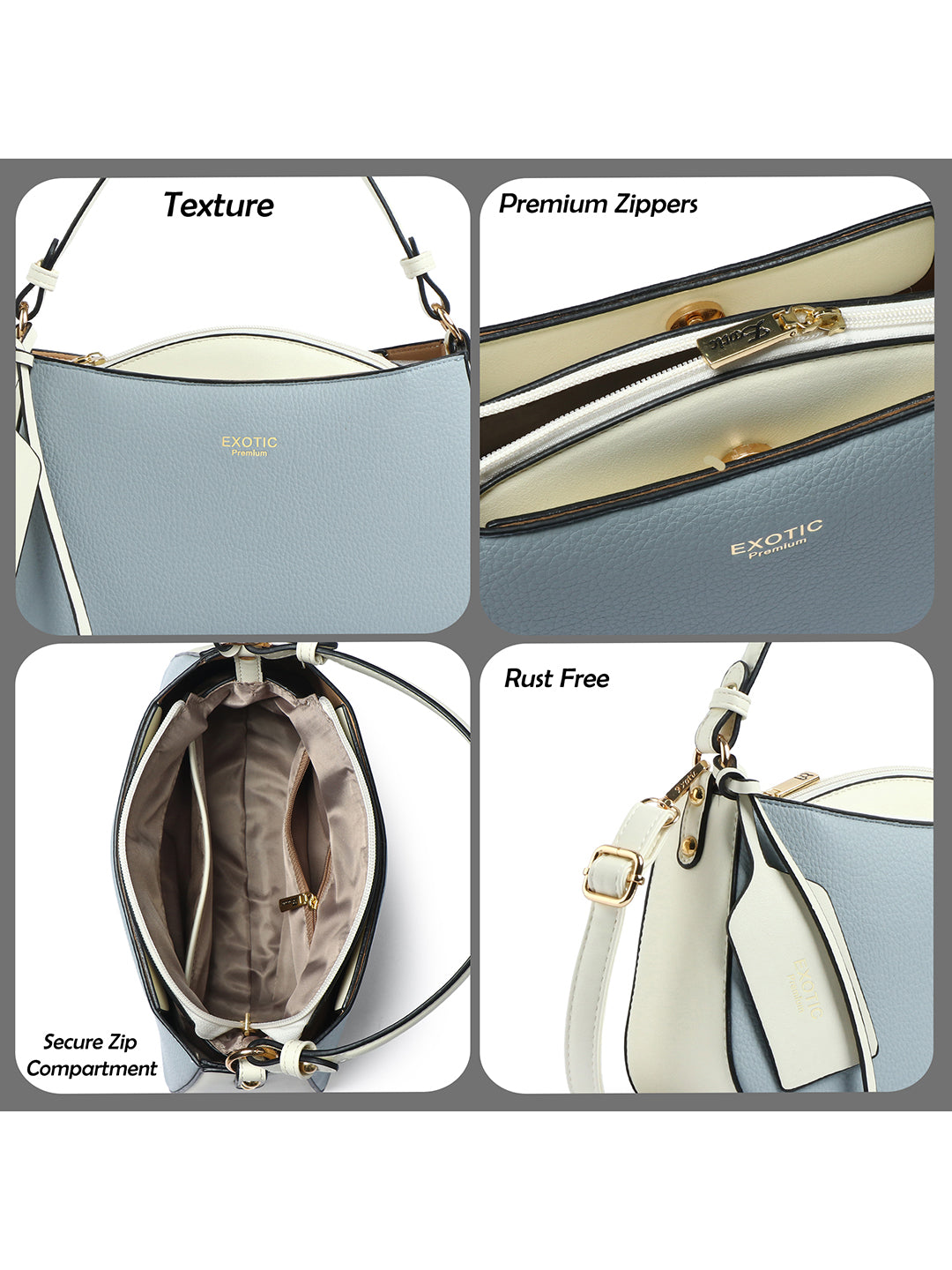 Exotic Premium Azure Curve Shoulder Bag